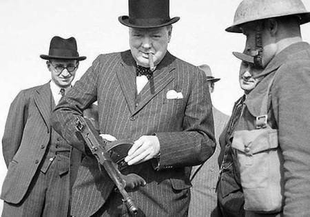 Winston Churchill with a Thompson Submachine Gun (from: bbc.co.uk)