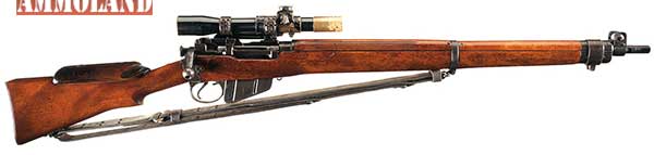 World War II Savage British No. 4 MKI (T) Enfield Bolt Action Sniper Rifle with Sling: Lee Enfield No 4 Rifle