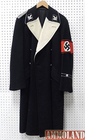 WWII German Nazi SS long coat, wool; image courtesy of Stephenson’s Auctioneers