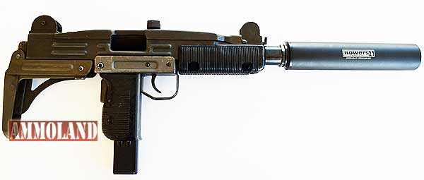 Israeli Uzi SMG fitted with the Bowers Vers-9S Silencer