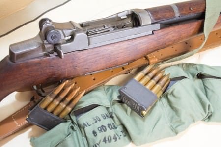 M1 Garand The en-block clips feed directly into the top of the receiver.