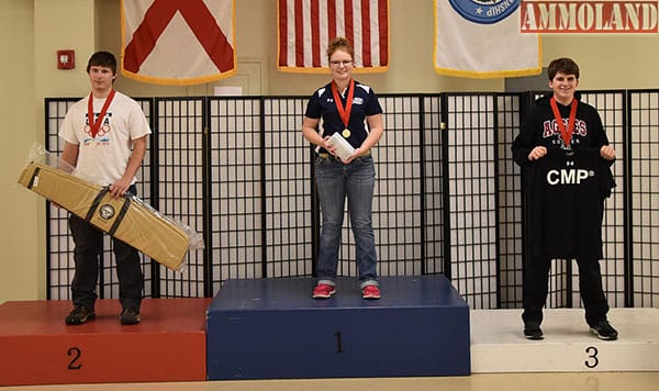 Lydia Paterson was the top competitor in the Junior Pistol match – beating out Charles Platt in second and Zachary Miller in third.