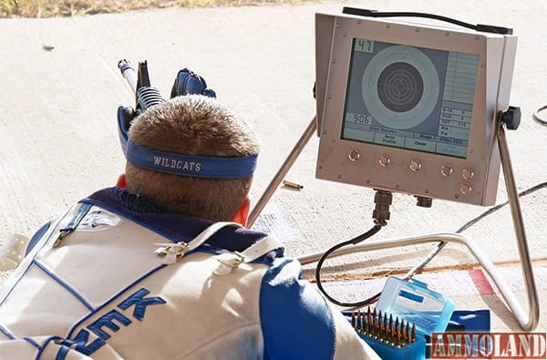 Here is a typical firing point set-up for shooting service rifles on the CMP Talladega Marksmanship Park highpower rifle range.  Competitors’ shot locations and official scores are indicated on their firing point monitors immediately after each shot.