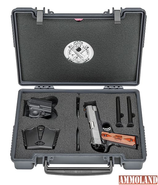 The Springfield Armory 1911 EMP 4 Lightweight Champion 9mm's lockable hard Case includes 3 magazines, holster, dual magazine carrier, lock, and more.