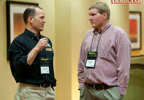 Pete Brownell taking a time-out to talk with a student gunsmith at a recent Gunsmith Career Fair. Pete Brownell talking with a student gunsmith at a recent Gunsmith Career Fair