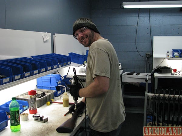 Assembler Robert Willsey building a new Henry Big Boy steel 41 mag rifle. 