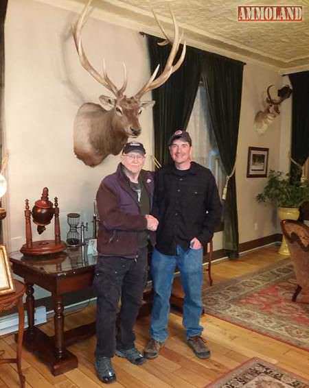 SOF's Lt. Col. Robert K. Brown and AmmoLand's Editor Fredy Riehl share some laughs and beers at the St James Hotel in Cimarron, NM in 2016