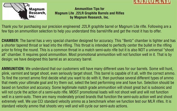 Magnum Research MagnumLite Rimfire Rifle Tips