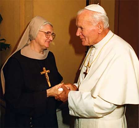 Mother Angelica with Pope John Paul II