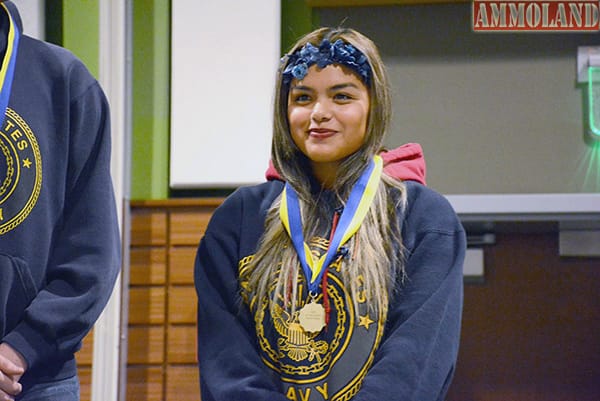 Cassandra Rodriguez of Parlier High School in California recorded a score of 1224.2 for first in the Navy Overall Sporter match. She also was the highest sporter competitor over all four services.