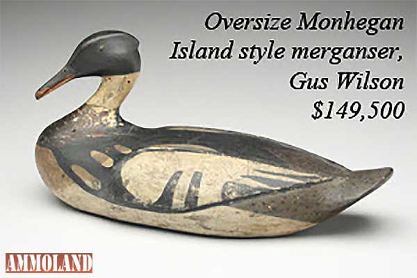 Gus Wilson Monhegan Merganser Decoy sold for $149,500.