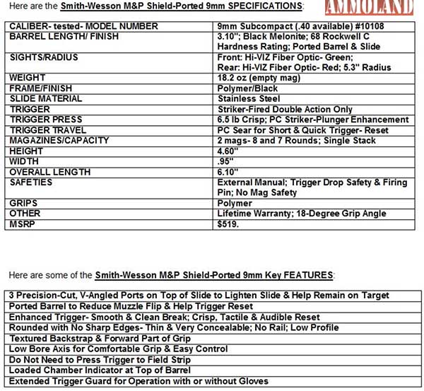 Smith & Wesson Performance Center M&P 9 Shield Specifications