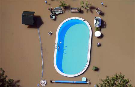 Clean vs Dirty Water Swimming Pool Flood