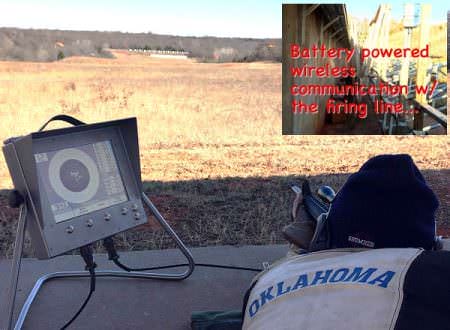 Shots are instantly displayed on a monitor beside each shooter using the electronic targets, just as they are on the firing line at the Talladega Marksmanship Park in Alabama.