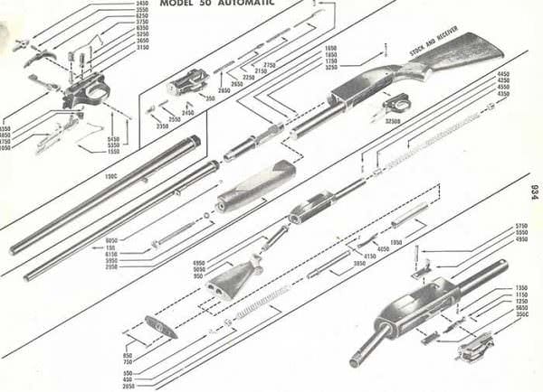 Winchester Model 50 Shotgun Parts Break Down