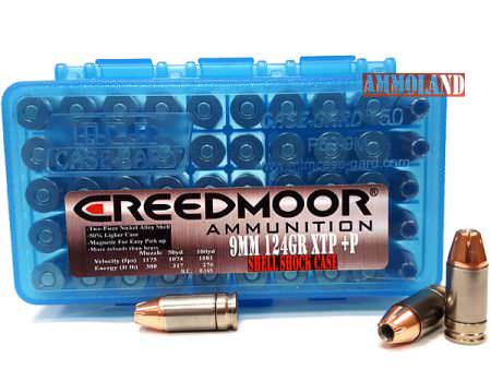 Creedmoor: 9mm 124gr XTP +P in Shell Shock Technologies Nickel Alloy Cases