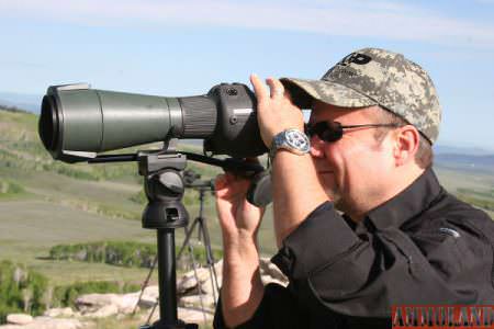 Mountain spotting re Swarovski spotting scope. This system uses matching mom's to what the shooter uses through his rifle scope.