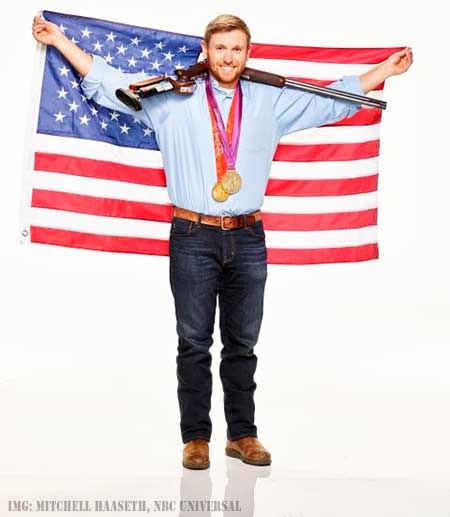 Vincent Hancock with Flag - IMG: Mitchell Haaseth, NBC Universal