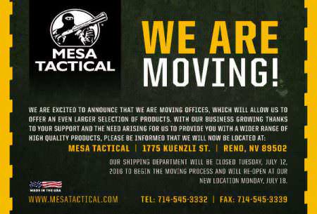 Mesa Tactical Announces Relocation to Reno, Nevada