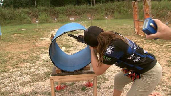 Lena Miculek competes at the IPSC Tactical Shotgun Championship