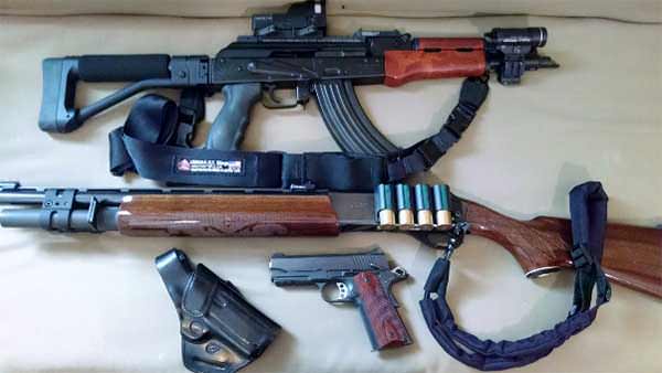 Ak and Shotgun and Handgun