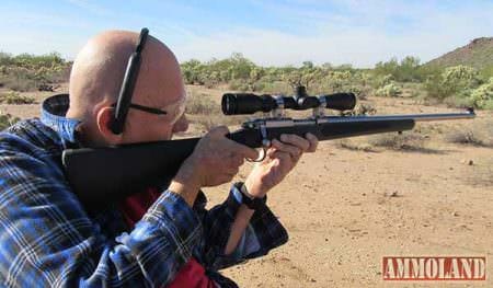 Bob Shell fires a .357 Ruger rifle.