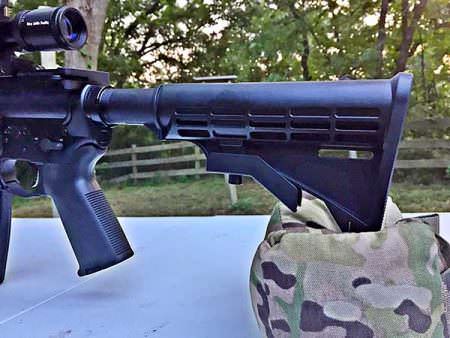 Mossberg MMR features six-position adjustable stock, resulting in a Length-of-pull range between 10.5” – 14.5”