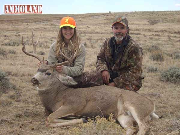 Katie Couture was introduced to hunting by her father Ron, who was excited to pass the tradition down to her. Pictured here is Katie with a mule deer she harvested, with her father next to her.