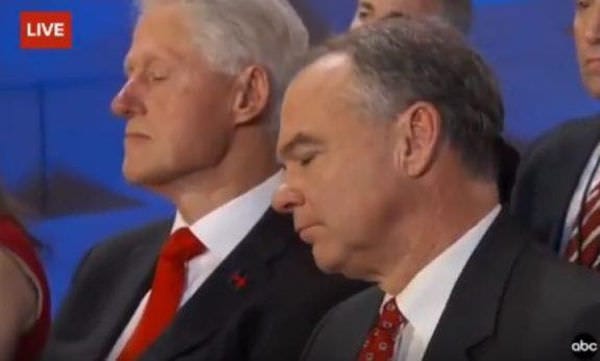 Bill Clinton actually falls asleep midway through her speech.