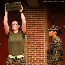 At Camp Lejeune, female Marines are undergoing the same training as their male counterparts for combat arms. IMG Travis Dove for NPR