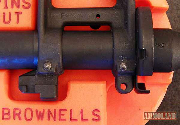 Figure 1: Round head taper pins on a Colt AR 15 rifle front sight