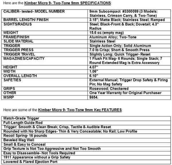 kimber-9mm-specs