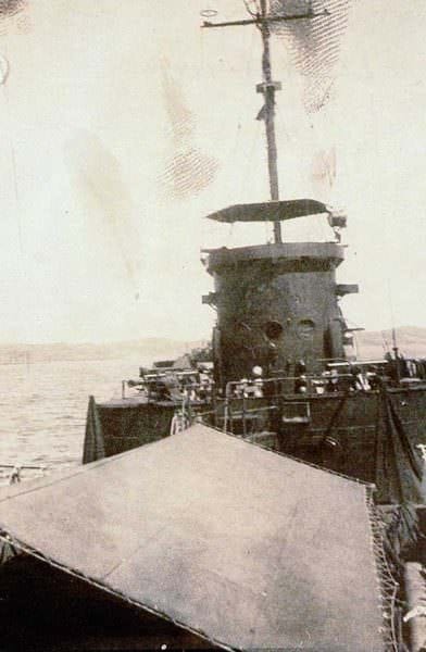 View from bow looking toward the pilot house and gun deck of the LCI 449