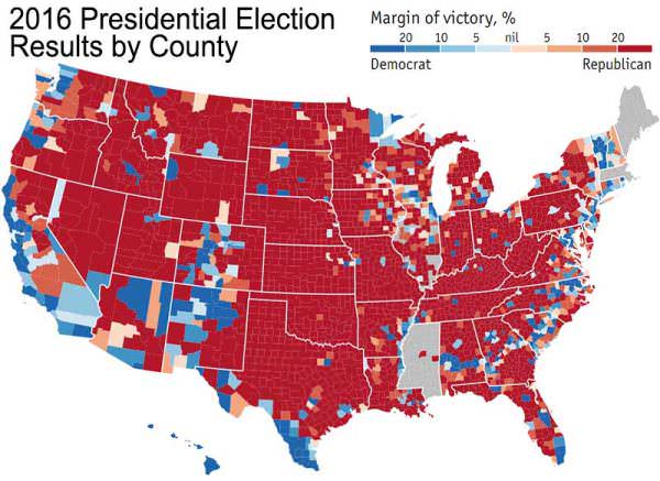 2016 Presidential Election Results by County