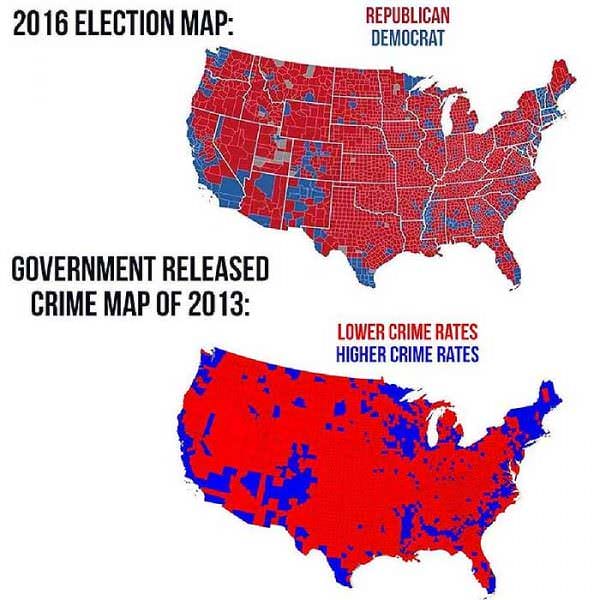 Democrat Election and Crime Map