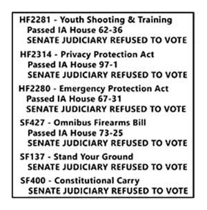 Iowa Pro Gun Bills Blocked