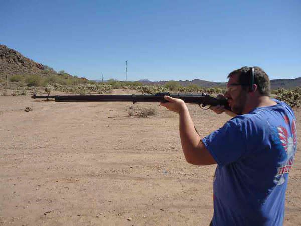 Son Donald shooting the 6.5 Daudeteau rifle