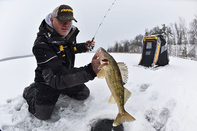 Frabill pro, Dale Stroschein, preaches mobility and the proper gear for consistent success in icing Green Bay walleyes.