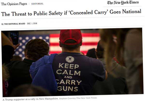 The New York Times Gun Control Op-Ed Steps in a Pile of Public Service New York Times on Concealed Carry