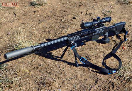 Savage Arms 110BA Rifle in 338 Lapua with added Suppressor