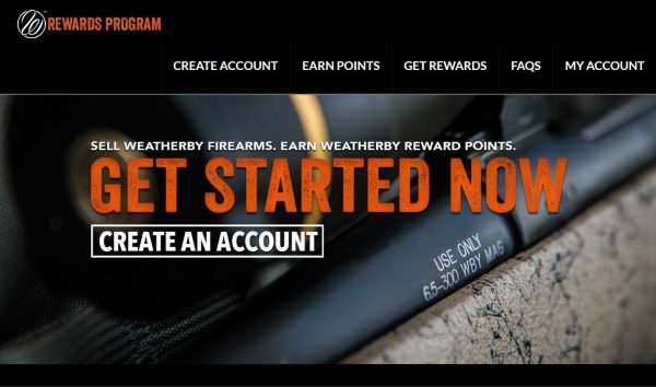 Weatherby Rewards program website