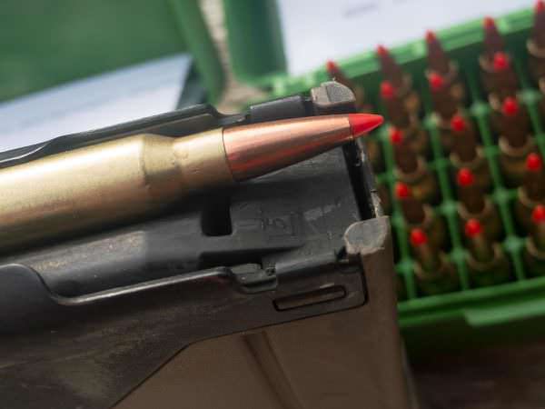 The 80-grain bullets are too long for AR-15 magazines and had to be loaded singly into the chamber. 