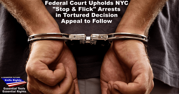 Fed. Court Upholds Bogus NYC "Stop & Flick" Arrests - Appeal to Follow 