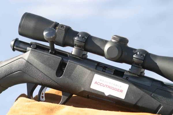 Savage Arms Model B Bolt Action 17 HMR Rifle Threaded receiver, tight bolt face and Accu Trigger makes for a sold receiver group in the Savage Arms Model B Bolt Action 17 HMR Rifle.