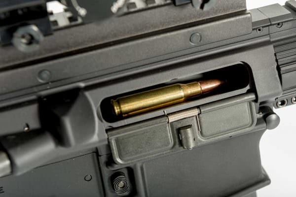 Round In Chamber Of Gun AR15 Ammo Bolt Ejection Port