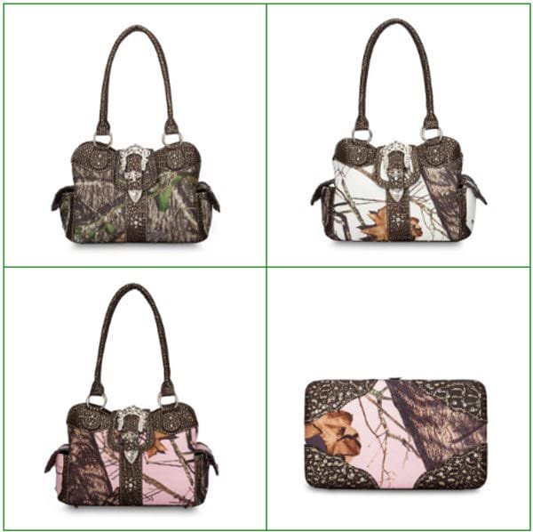 Vera Handbag Metallic Trimmed Handbags and Wallets in Mossy Oak