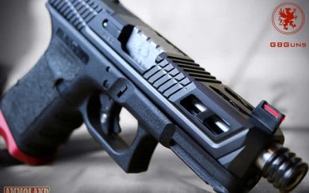 L2D Combat Glock Parts , Upgraded Aftermarket Firearm Parts on a stock Glock G19 Pistol