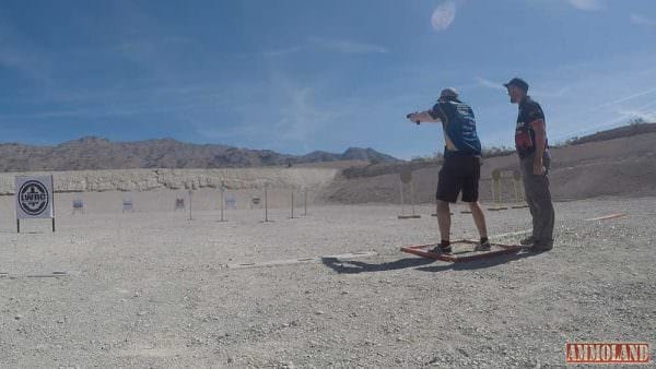 Working on target transition at Fantasy Camp. So imagine it as pull the trigger, the slide starts to come back, using your eyes find the next target, then point with the front sight, find the sight picture, fire, and repeat.