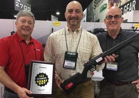 Photo (left to right): Al Kasper (Savage Arms), John Snow (Outdoor Life) and Bill Dermody (Savage Arms).