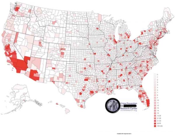 Crime Prevention Research Center map of violent crime 